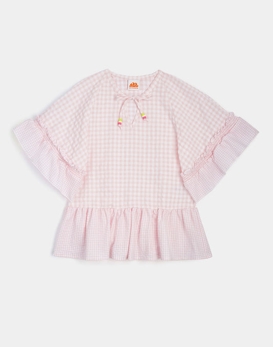 MINI KAFTAN IN VICHY COTTON