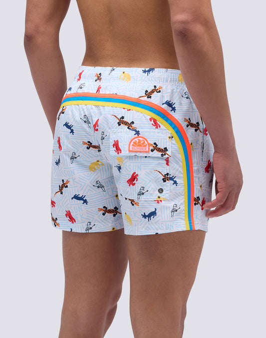 BAÑADOR CORTO DE CINTURA ELÁSTICA CON ESTAMPADO FUNKY DE ANIMALES