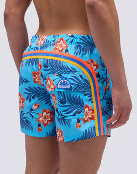 MAILLOT DE BAIN COURT À TAILLE ÉLASTIQUE ET IMPRIMÉ MURALÉE