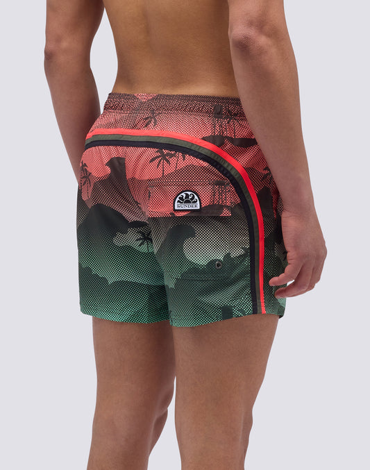 BAÑADOR CORTO CON CINTURA ELÁSTICA Y ESTAMPADO MYSTIC SHADE