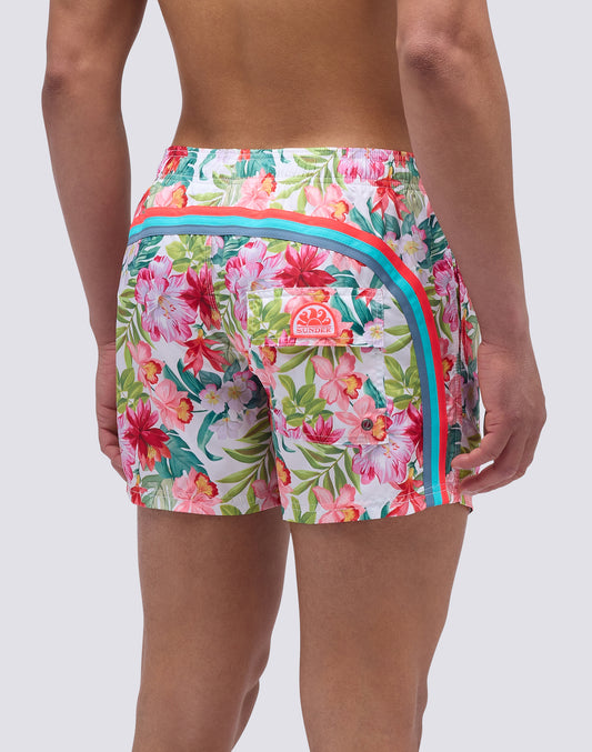 BAÑADOR CORTO DE CINTURA ELÁSTICA CON ESTAMPADO BORA BORA