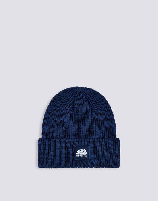 BONNET POUR ENFANT À CÔTES AVEC LOGO