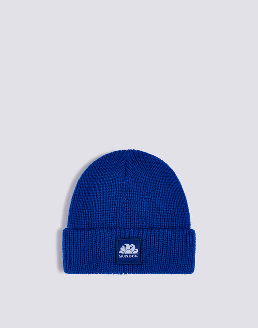 BONNET POUR ENFANT À CÔTES AVEC LOGO
