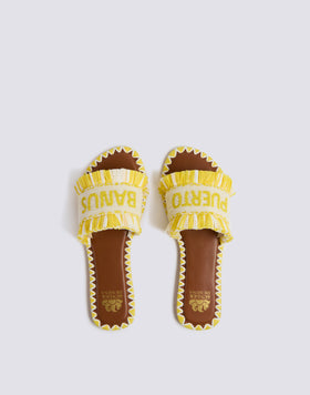 CIABATTA A FASCIA CON PERLINE E RAFFIA PUERTO BANUS