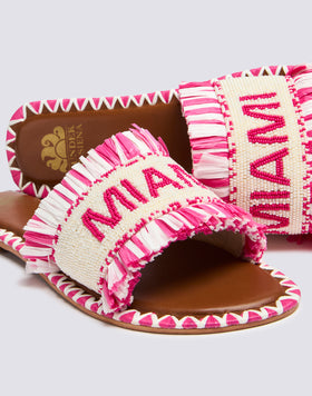 CIABATTA A FASCIA CON PERLINE E RAFFIA MIAMI