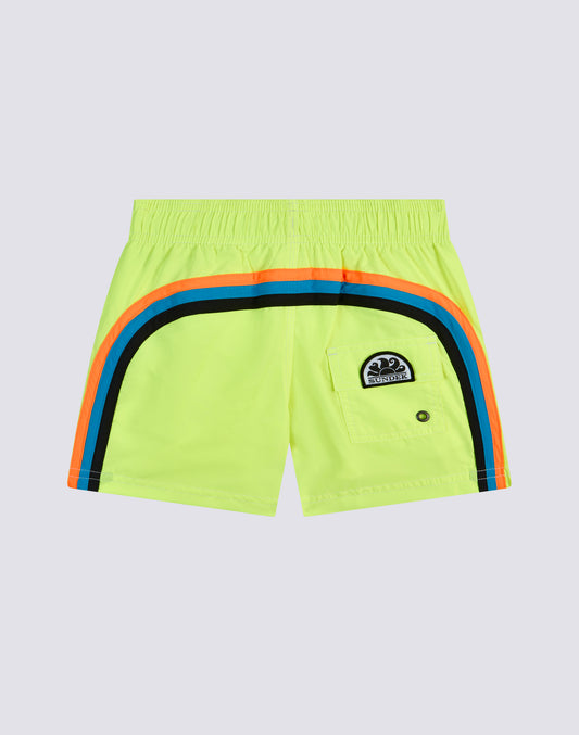 MAILLOT DE BAIN COURT À TAILLE ÉLASTIQUE EN POLYESTER RECYCLÉ FLUO REPREVE®
