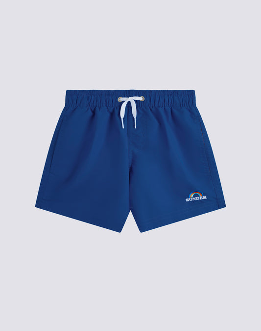 MAILLOT DE BAIN COURT À TAILLE ÉLASTIQUE EN TAFFETAS EMBLÉMATIQUE AVEC BRODERIE ARC-EN-CIEL