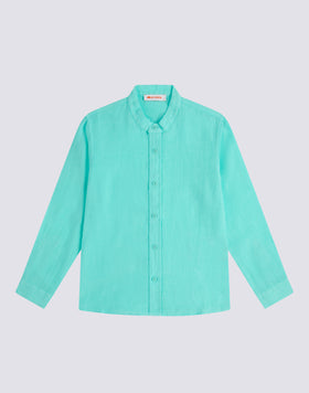 CAMICIA IN LINO CON COLLETTO ALLA COREANA