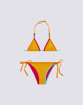 MINI BIKINI CON LACCETTI REGOLABILI E PIPING A CONTRASTO