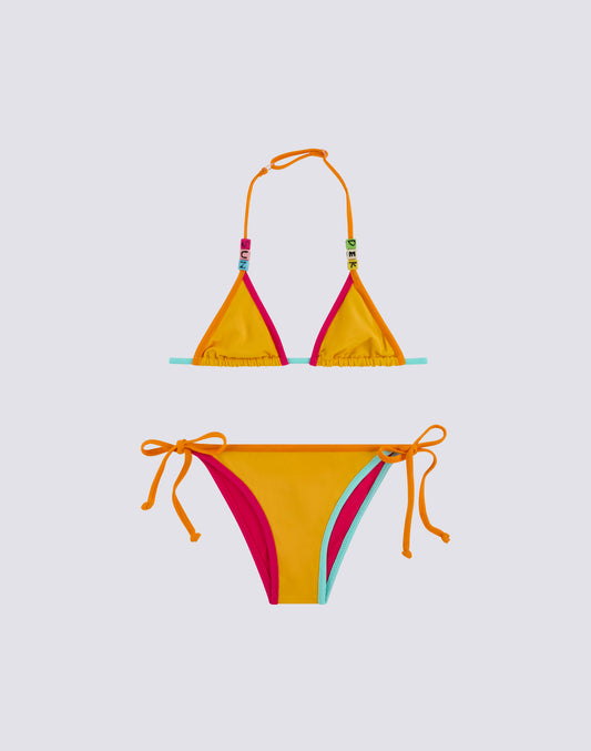 MINI BIKINI CON LACCETTI REGOLABILI E PIPING A CONTRASTO