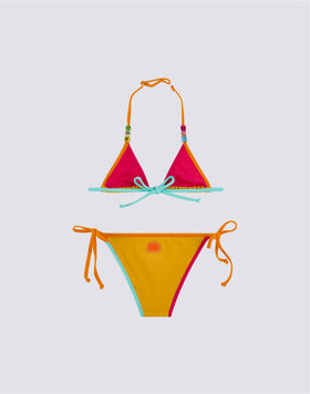 MINI BIKINI CON LACCETTI REGOLABILI E PIPING A CONTRASTO