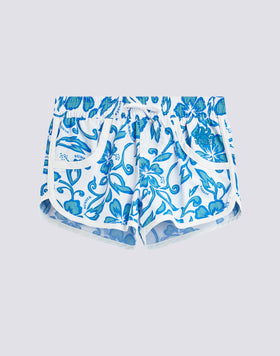 PANTALONCINO MARE CORTO BAMBINA MARGATE CON STAMPA HIBISCUS SK23