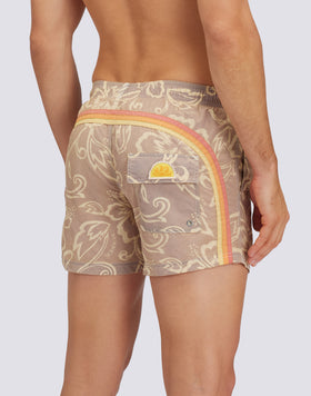 MAILLOT DE BAIN COURT TAILLE ÉLASTIQUE TAFFETA ICONIQUE GOLDENWAVE AVEC IMPRESSION SK23