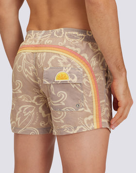 MAILLOT DE BAIN COURT TAILLE ÉLASTIQUE TAFFETA ICONIQUE GOLDENWAVE AVEC IMPRESSION SK23