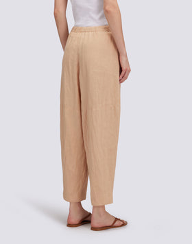PANTALÓN LARGO DE LINO CON CINTURA ELÁSTICA AJUSTABLE