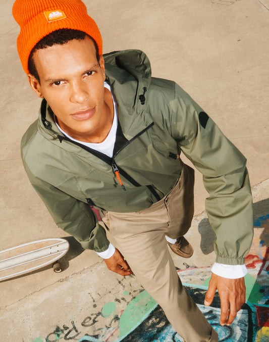 VESTE COURTE À CAPUCHE POUR HOMME EN TISSU CONTRE-COLLAGE