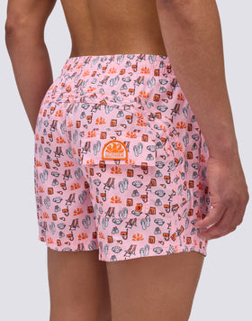 REPREVE® TRAJE DE BAÑO CORTO CON CINTURA ELÁSTICA Y SET DE PLAYA ESTAMPADO