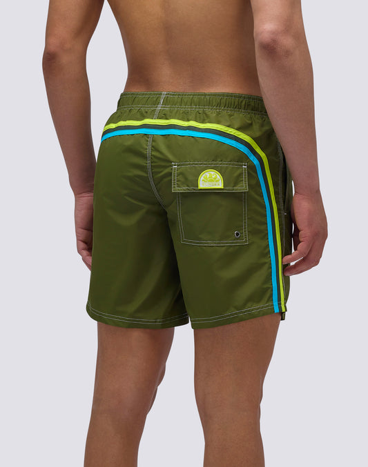 MAILLOT DE BAIN ICONIQUE EN TAFFETAS MI-LONGUEUR TAILLE ÉLASTIQUE