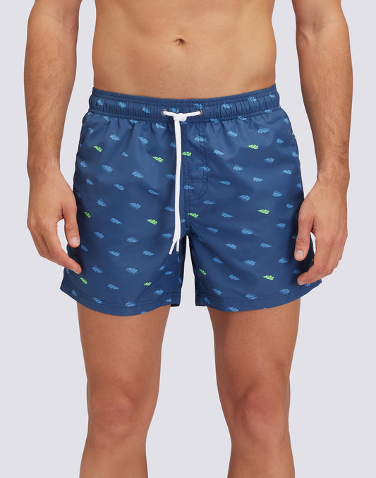 RECYCLED POLY SHORT SWIMSHORTS WITH ELASTIC WAIST MONOGRAM 2 PRINT