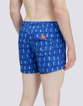 SHORT DE BAIN COURT À TAILLE ÉLASTIQUE AVEC IMPRIMÉ SUNCUBE EN POLY RECYCLÉ