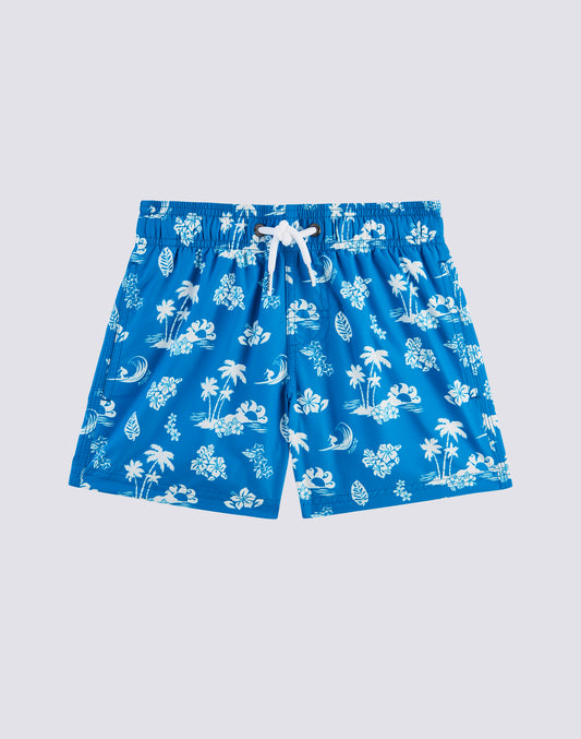 SHORT SWIMSHORTS WITH ELASTIC WAIST AND KAILUA BIT PRINT