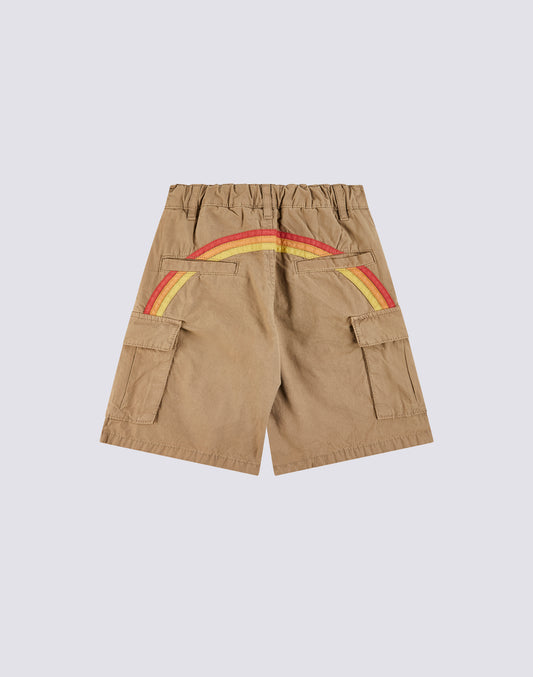 SHORTS CARGO IN TESSUTO TINTO IN CAPO CON ARCOBALENO