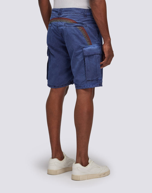 SHORT CARGO EN TISSU GARMENT DYED AVEC ARC-EN-CIEL