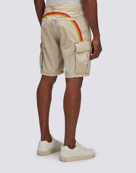 SHORT CARGO EN TISSU GARMENT DYED AVEC ARC-EN-CIEL