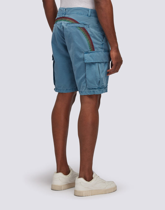 SHORT CARGO EN TISSU GARMENT DYED AVEC ARC-EN-CIEL