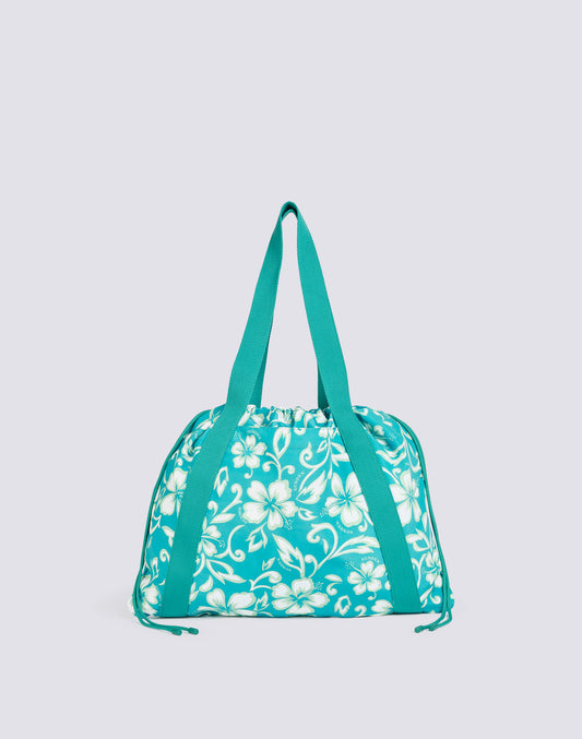 AVA - NYLON BAG WITH HANDLES AND STRINGS HIBISCUS PRINT SK23