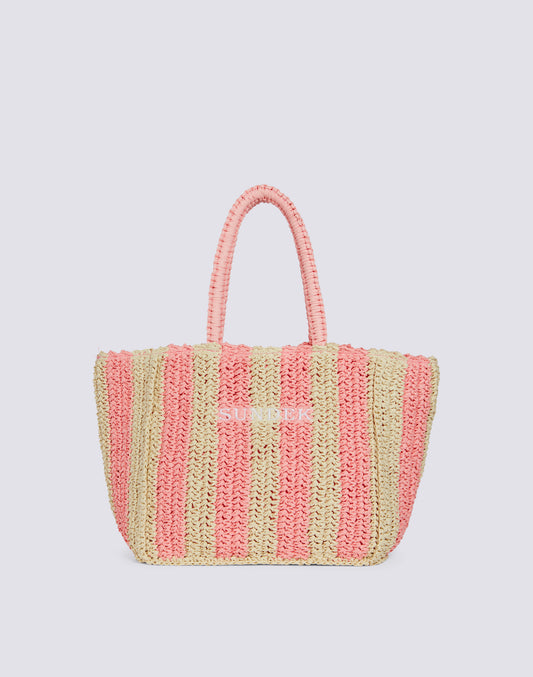 CHOU - PAPER STRAW BAG WITH EMBROIDERED LOGO