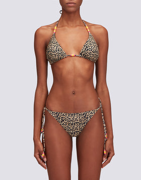 JENNIFER - TOP TRIANGULAR CON DULCE ESTAMPADO DE LEOPARDO