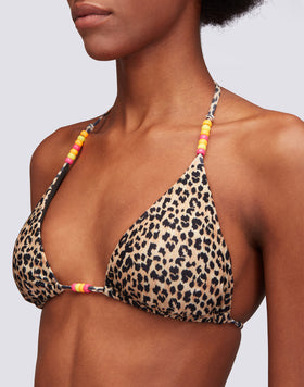 JENNIFER - TOP TRIANGULAR CON DULCE ESTAMPADO DE LEOPARDO