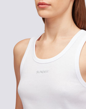 RIBBED TANK TOP WITH EMBROIDERED LOGO