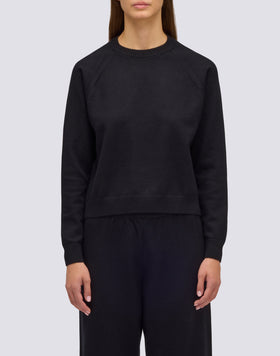 SWEAT-SHIRT EN MAILLE À COL RAS DU COU POUR FEMME AVEC LOGO BRODÉ