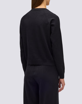 SWEAT-SHIRT EN MAILLE À COL RAS DU COU POUR FEMME AVEC LOGO BRODÉ