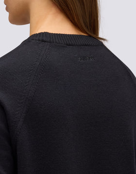 SWEAT-SHIRT EN MAILLE À COL RAS DU COU POUR FEMME AVEC LOGO BRODÉ