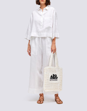 CHEMISE COURTE EN LIN AVEC MAXI POCHE