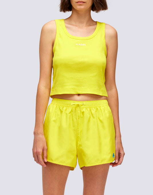 CROP TANK TOP WITH EMBROIDERED LOGO