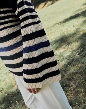 MAGLIONE A RIGHE CON COLLO A TARTARUGA
