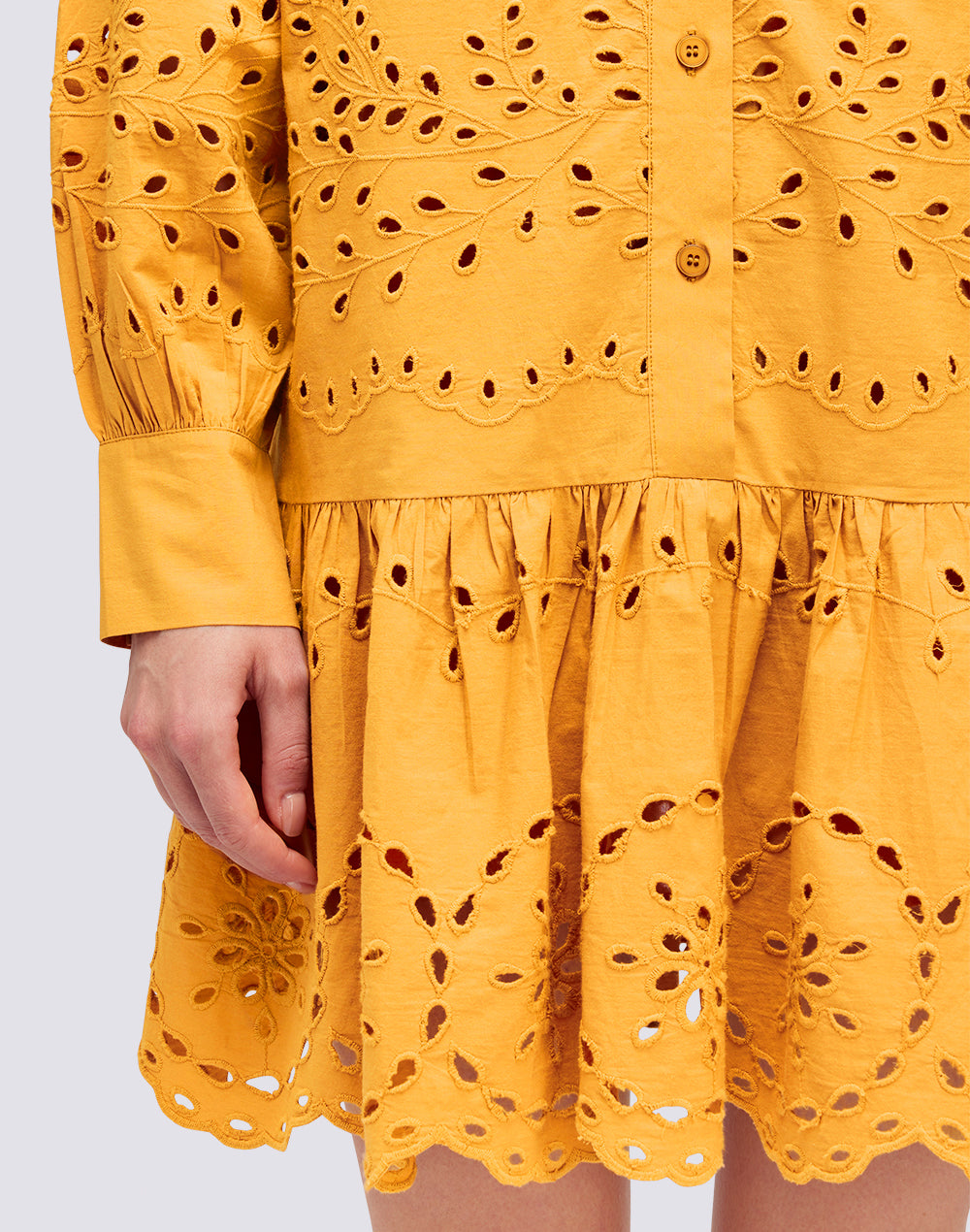 Mustard broderie dress best sale