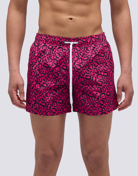 MAILLOT DE BAIN COURT À TAILLE ÉLASTIQUE IMPRIMÉ LÉOPARD FLASH