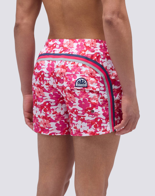 MAILLOT DE BAIN COURT À TAILLE ÉLASTIQUE ET IMPRIMÉ CAMOUFLAGE