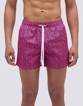 FLASH LEOPARD PRINT ELASTIC WAIST SHORT SWIMSUIT