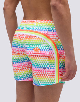 SHORT SWIMSUIT WITH ELASTIC WAIST AND STARDUST PRINT