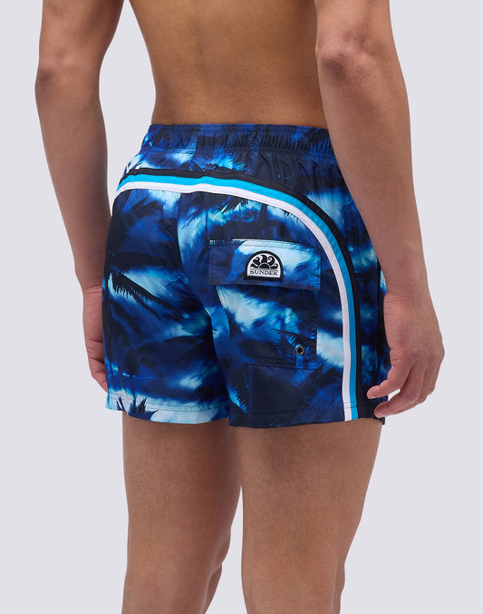 MAILLOT DE BAIN COURT À TAILLE ÉLASTIQUE EN POLYESTER RECYCLÉ AVEC IMPRIMÉ DARK STROMS