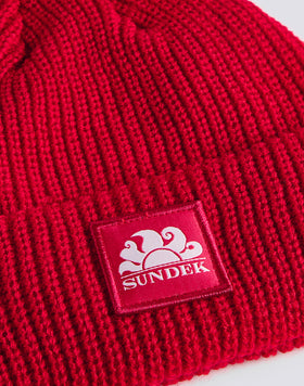 BONNET POUR ENFANT À CÔTES AVEC LOGO