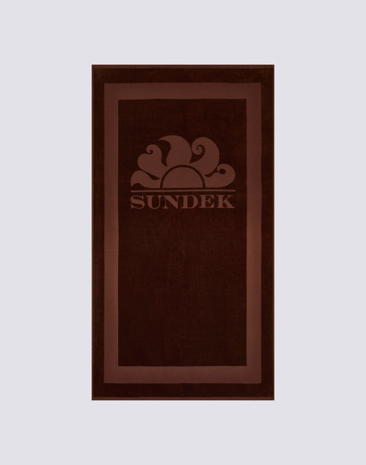 SERVIETTE EN ÉPONGE JACQUARD AVEC LOGO ET BORDURE