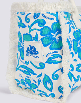 REGULAR TOTE BAG WITH STONE WASHED EFFECT AND SK23 PRINT