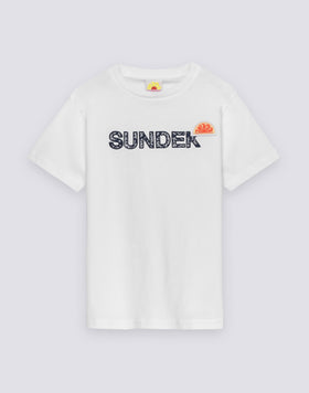 CAMISETA DE MANGA CORTA PARA NIÑO CON ESTAMPADO DE ARCHIVO Y LETRA SUNDEK